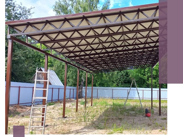 Односкатные навесы под ключ в Туле — изготовление и монтаж