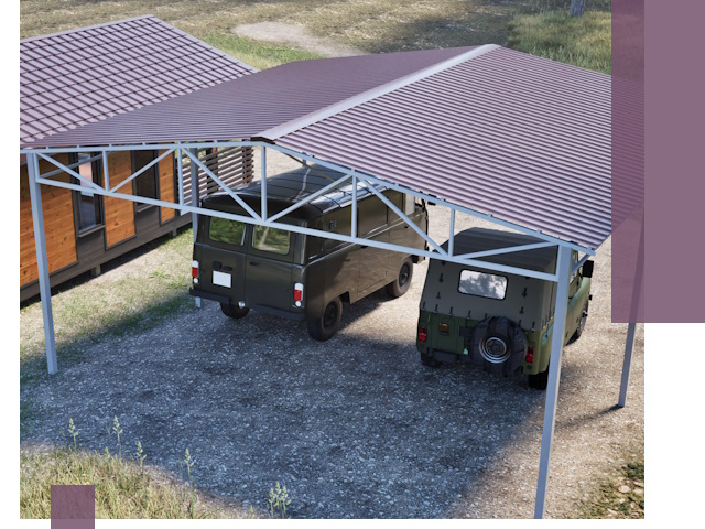 Двускатные навесы под ключ в Туле — изготовление и монтаж